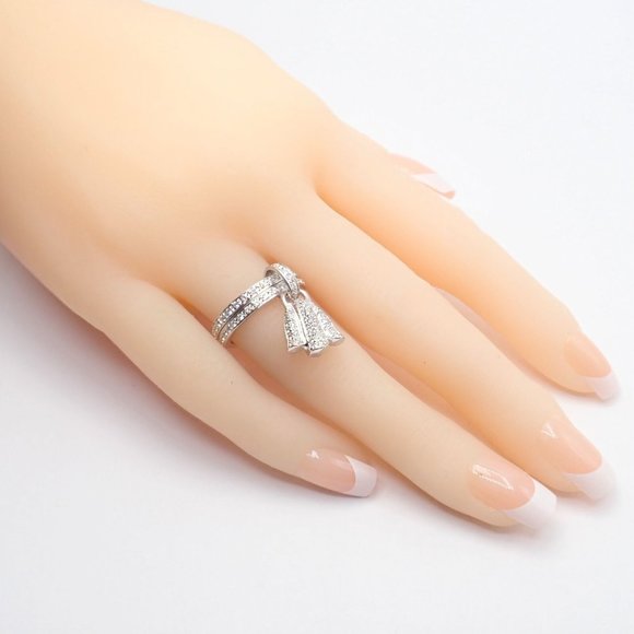 Authentic! Piaget 18k White Gold Diamond Double Band Flower Ring - Picture 11 of 12